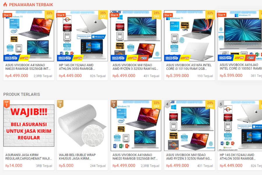 Rekomendasi Toko Laptop di Shopee