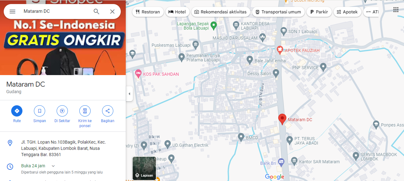 lokasi sortir mataram dc