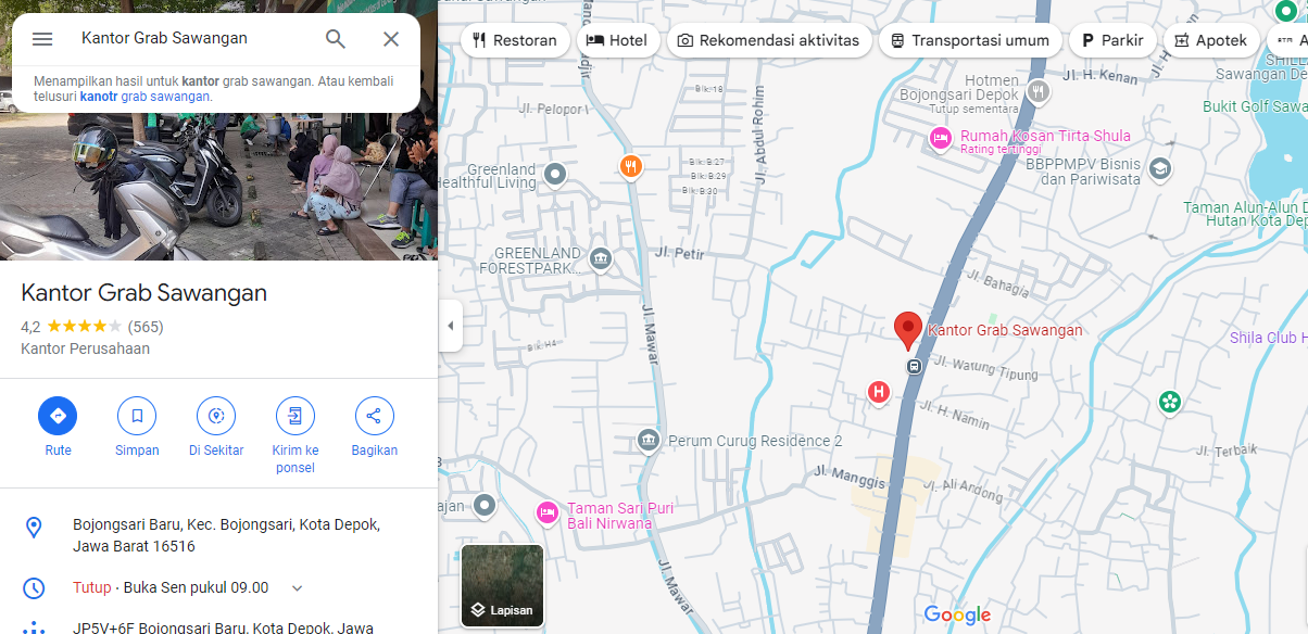 kantor grab sawangan